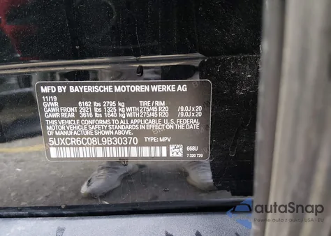 2020 BMW X5 xDrive40I z USA, uszkodzony, nr VIN 5UXCR6C08L9B30370